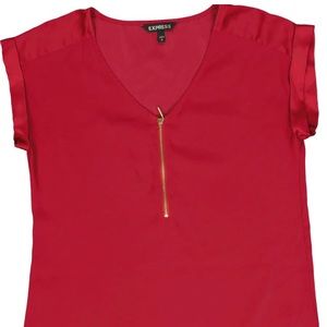 EXPRESS. Short sleeve top w/zipper in front. Red. Size S. Casual. summer…